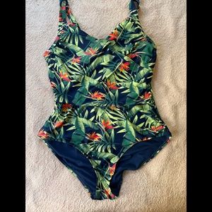 plus size swim suit tropical palms XXL